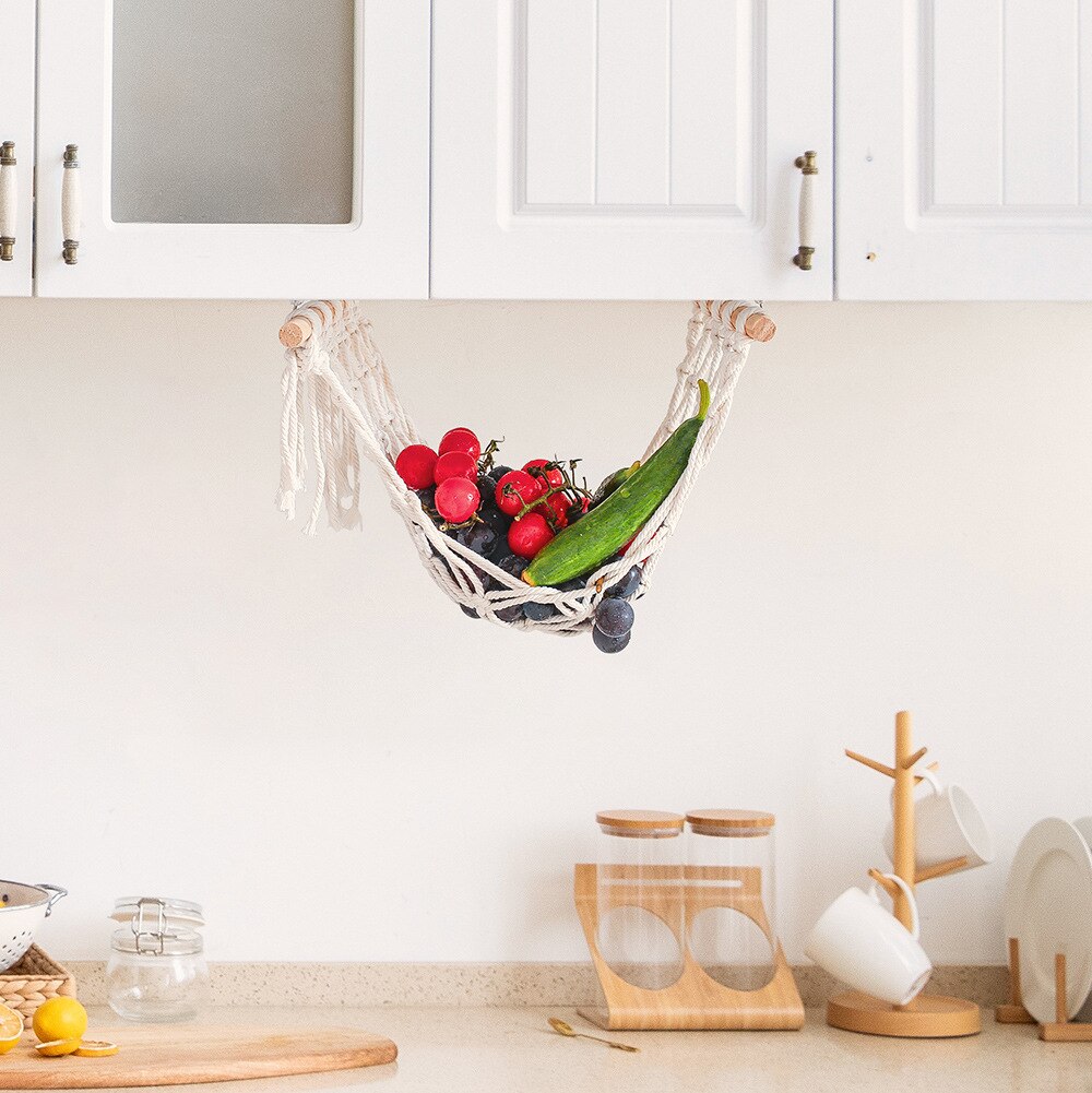 50*30CM Macrame Kitchen storage organizer String bag Fruit Holder Hanging