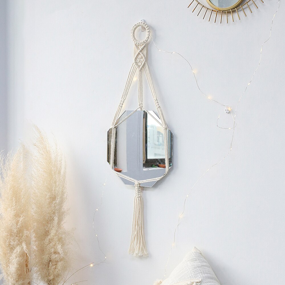 Geometric Decorative Mirror Macrame Wall Hanging Mirror Boho Home Decor