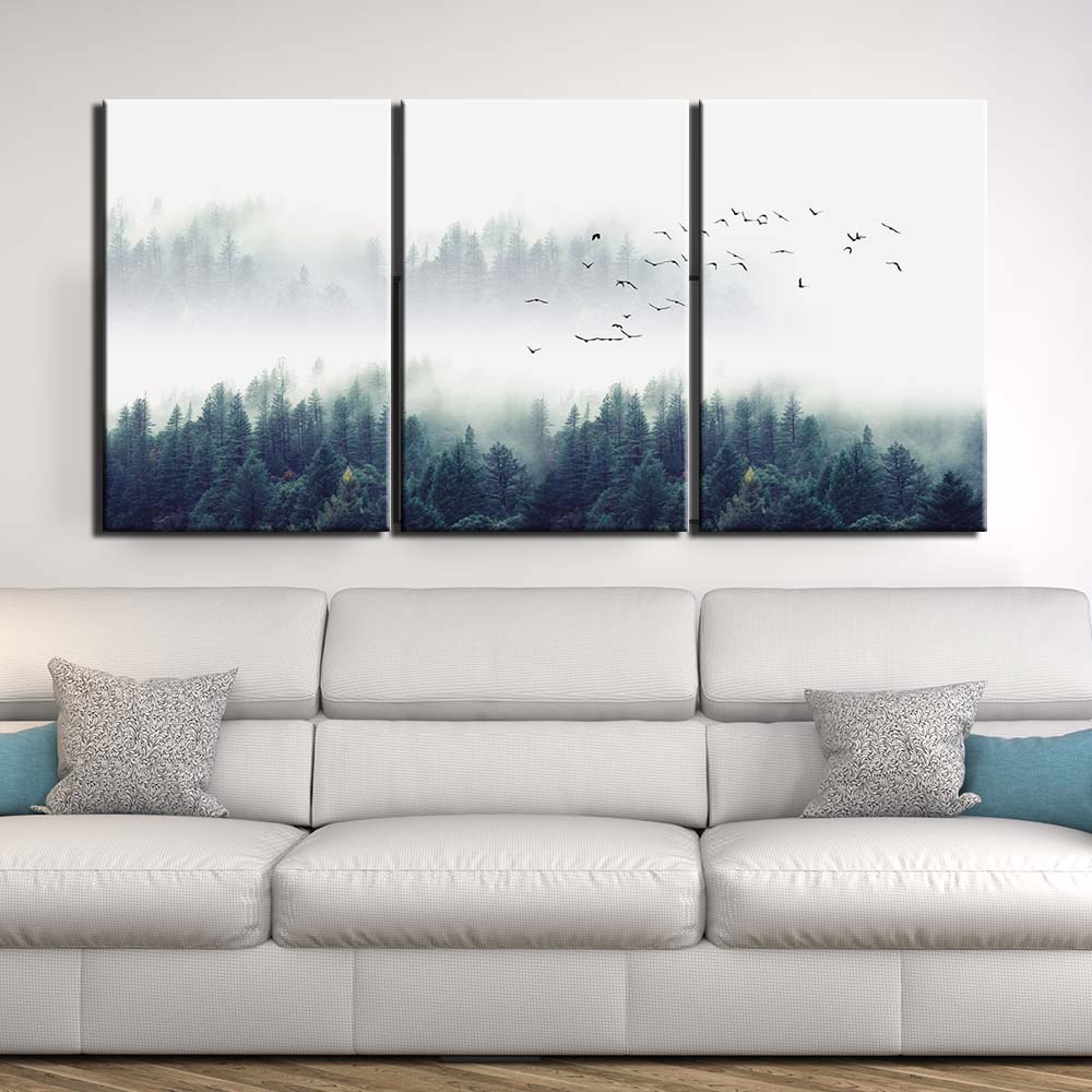 Abstract Mountain Poster Canvas Painting Wall Art Pictures Frame Decor 3 Piece Home Décor