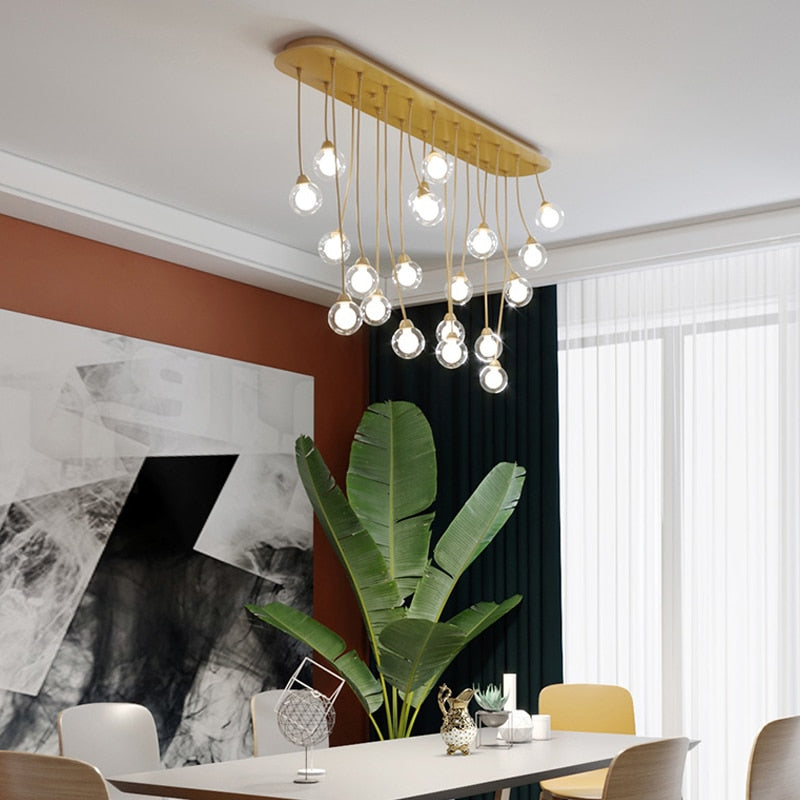 Nordic living room chandelier light luxury modern minimalist bedroom lamp creative bar restaurant lighting net red magic bean