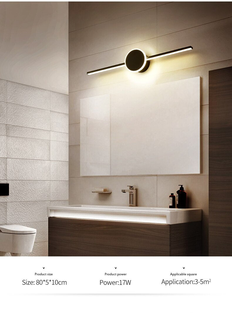 led mirror lamp modern minimalist bathroom bathroom cabinet makeup lamp Nordic bathroom strip wall lamp