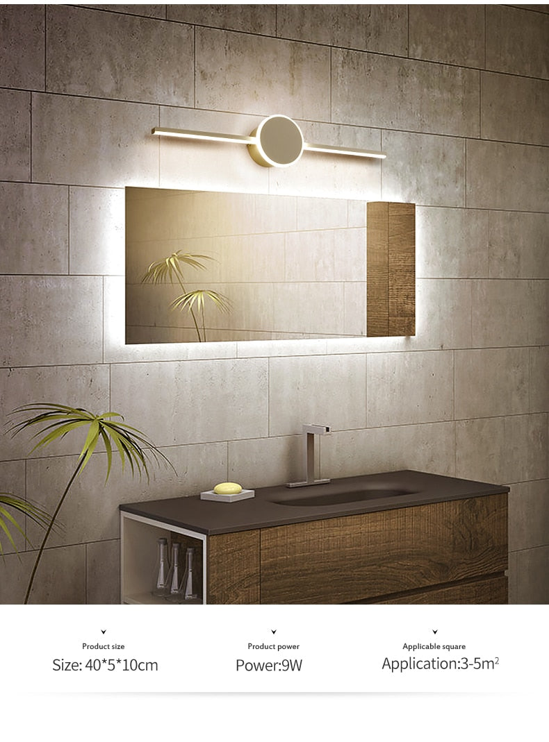 led mirror lamp modern minimalist bathroom bathroom cabinet makeup lamp Nordic bathroom strip wall lamp
