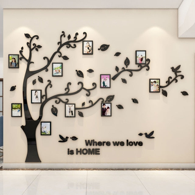 DIY Wall Stickers Mirror Acrylic Tree Photo Frame for Wall Decal Bedroom Poster Living Room  Home Sofa TV Background Decor