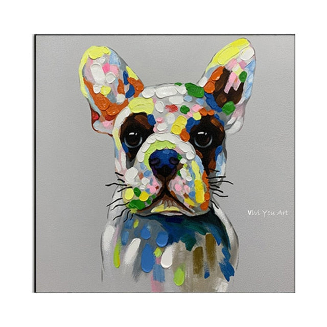 large  Hand painted Colorful Oil Animal Love Dog Painting Canvas Pictures wall art caudros picture for living room