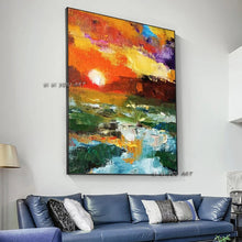 Load image into Gallery viewer, Abstract Wall Art Painting For Abstract Colorful The Setting Sun Oil Painting 100 Handmade On Canvas
