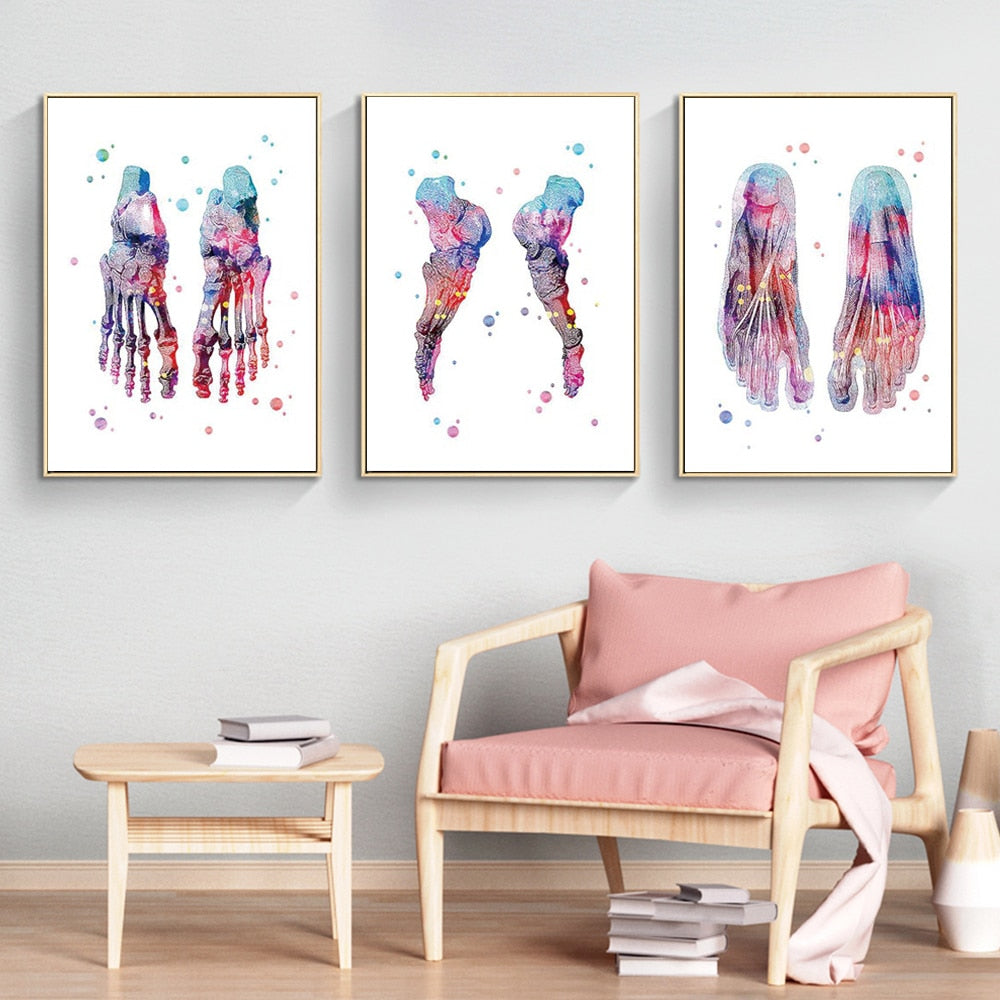 HD Printed human anatomy poster Foot hand bone Painting Wall Art medical pictures human body clinic medical picture