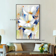 Load image into Gallery viewer, Hand Painted flower Oil Painting Wall Art painting Modern art White Flowers Picture Canvas painting  Home Decor For Living Room
