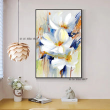 Load image into Gallery viewer, Hand Painted flower Oil Painting Wall Art painting Modern art White Flowers Picture Canvas painting  Home Decor For Living Room
