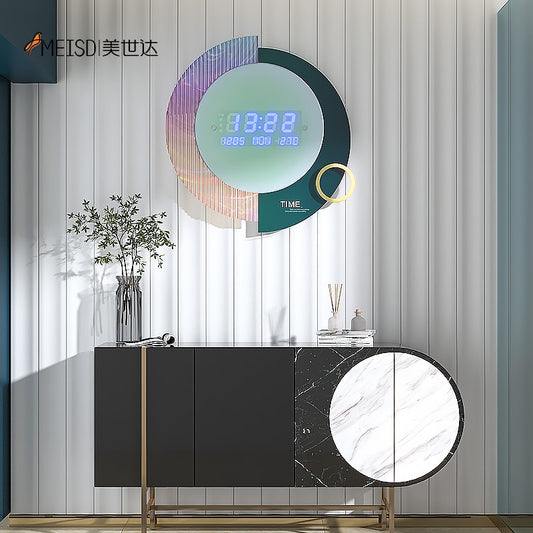 Corrugated Digital LED Wall Clock Electronic Modern Design Hanging Watch Calendar Thermometer Home Decoration for Living Room