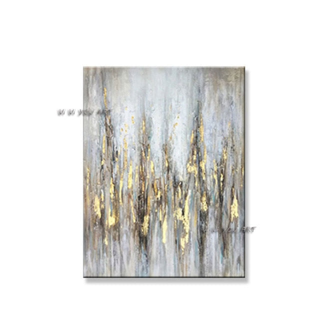 Handmade  Abstract Oil Painting Bright Color Landscape Gold Foil Minimalist Modern On Canvas Wall Art Decorative For Living Room