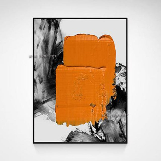 Hand Painted Abstract Oil Painting On Canvas Colorful Geometry Minimalist Modern Wall Art Decorative For Living  No Frame