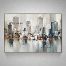 Load image into Gallery viewer, Hand Painted Abstract Oil Painting Wall Art City Building Landscape Picture Decorative Modern On Canvas  For Living Room
