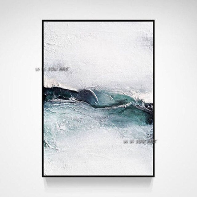 Hand Painted Abstract Oil Painting Wall Art Seascape Picture Minimalist Decorative Modern On Canvas  For Living Room No Frame