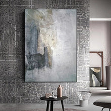 Load image into Gallery viewer, 100%Hand Painted Large Abstract Oil Painting Decorative Painting Simple Nordic Model Room Retro Gray Painting Decoration
