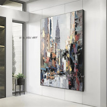 Load image into Gallery viewer, Hand Painted knife city Oil Painting Wall Art Modern City Building Picture on Canvas Home Decor For Living room office picture
