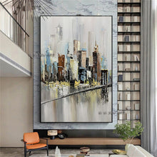 Load image into Gallery viewer, Hand Painted knife city Oil Painting Wall Art Modern City Building Picture on Canvas Home Decor For Living room office picture
