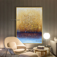 Load image into Gallery viewer, Handmade Abstract Oil Painting  Large  Canvas Wall Art Golden Tree Minimalist   Modern Decoration Living Room Office
