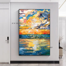 Load image into Gallery viewer, 100 Hand Painted Abstract Colorful Sunset Glow Painting  Oil Painting On Canvas Modern Wall Art For
