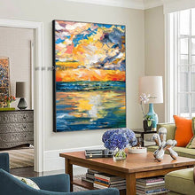 Load image into Gallery viewer, 100 Hand Painted Abstract Colorful Sunset Glow Painting  Oil Painting On Canvas Modern Wall Art For
