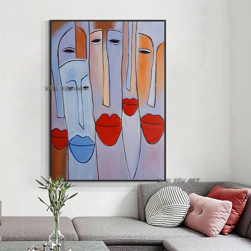 Abstract Figure Line Drawing painting handmade Home Decoration Wall Art Figure Face Canvas Poster Wall Painting for Living Room