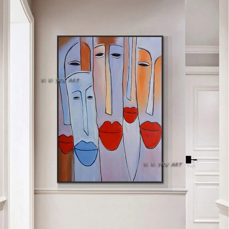 Abstract Figure Line Drawing painting handmade Home Decoration Wall Art Figure Face Canvas Poster Wall Painting for Living Room