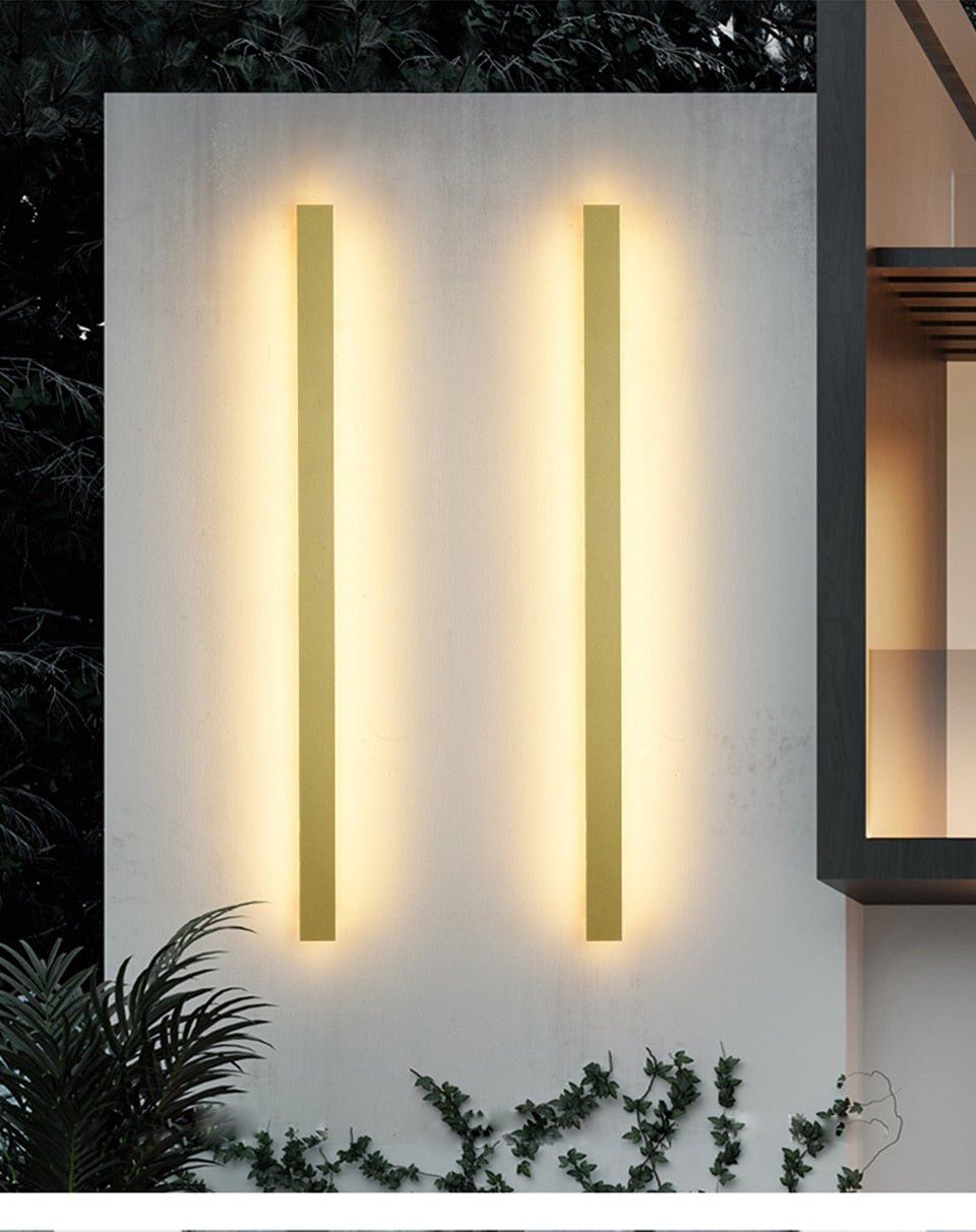 Outdoor Lighting Tall LED Wall Lamp IP65 Waterproof Aluminum Dimmable Gold Garden Porch Sconce Light 110V -220V Street Luminaire