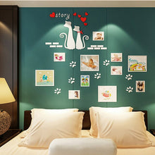 Load image into Gallery viewer, DIY Acrylic Wall Sticker Cat Footprint Family Photo Frames Decals Living Room Wall Posters Bedroom Wallpaper Home Decor XS/S/M/L
