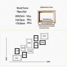 Load image into Gallery viewer, 10Pcs Classic Natural Wood Picture Frames For Corridor Stairs Wall Photo Frames Decor Wooden Frame For Pictures Photo Decor
