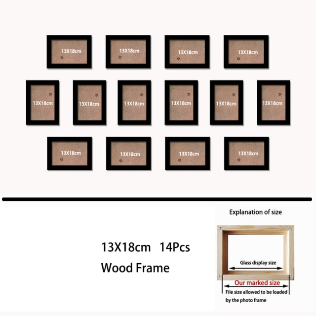 14Pcs/S Wood Picture Frames For Wall Decor Black White Photo Frame Wall Hanging Party Wedding Gift Wooden Frame Photo Decor