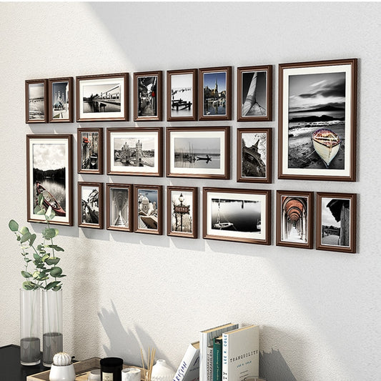 20Pcs/Set Wood Picture Frames With Pictures Photo Frame For Wall Hanging Classic Wooden Frame For Home Decoration