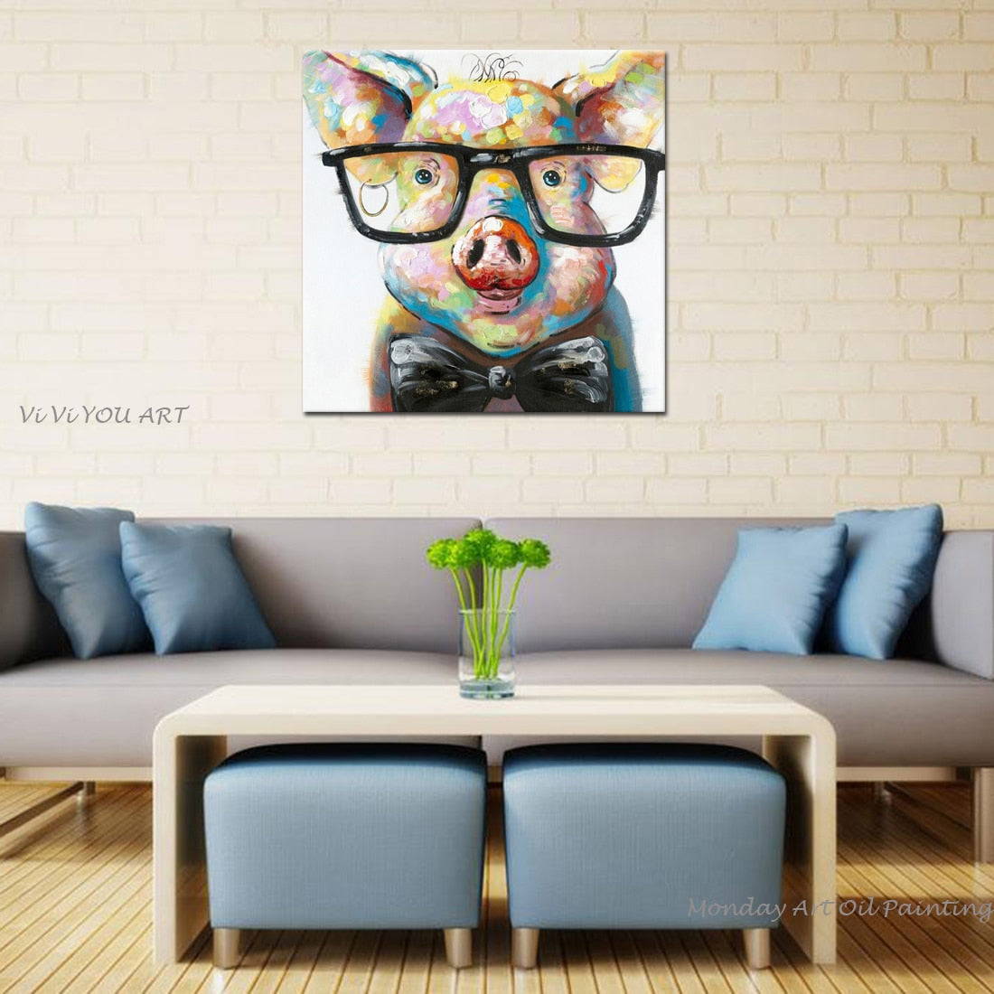 Large Size Hand painted Cool Frog Canvas Oil Paintings Wall Art for Living Room Home Animals Decor for Kids Room
