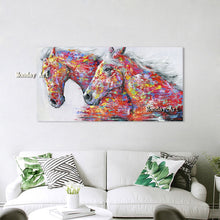 Load image into Gallery viewer, Aritist High Quality Handpainted Horse Oil Painting Two Horses Oil Painting On Canvas for wall Decor Animal twins Horse Painting
