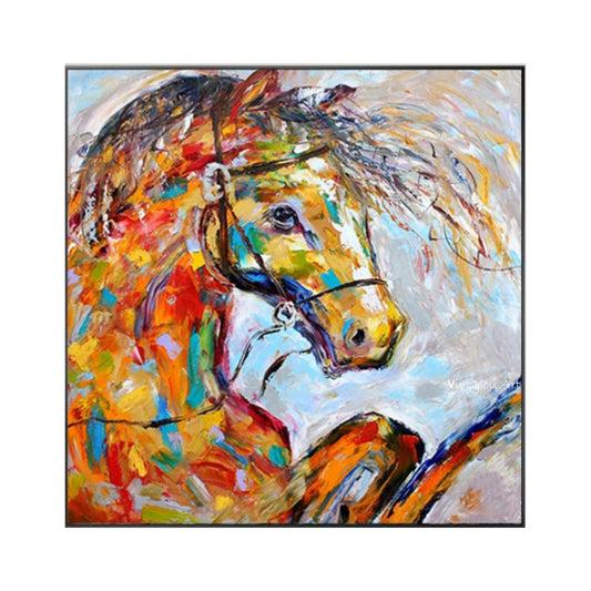 Large Hand painted Colorful Oil Handsome Horse Painting Canvas Painting Animal Pictures wall art caudros picture for living room