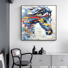 Load image into Gallery viewer, Large Hand painted Colorful Oil Handsome Horse Painting Canvas Painting Animal Pictures wall art caudros picture for living room
