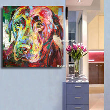 Load image into Gallery viewer, hot selling handpainted modern dog portrait oil painting  cartoon oil painting on canvas art for kids room aisle wall decoration
