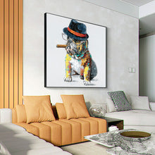 Load image into Gallery viewer, Handmade Smoking Bulldog Posters Abstract Dog Oil Painting On Canvas Wall Art Puppy Graffiti Pictures Living Room Nordic Decor
