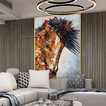 Load image into Gallery viewer, Abstract Colorful Horse Animal Hand Painted Oil Painting Canvas Painting Wall Art for Living Room Bedroom Home Decor As Gift
