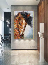 Load image into Gallery viewer, Abstract Colorful Horse Animal Hand Painted Oil Painting Canvas Painting Wall Art for Living Room Bedroom Home Decor As Gift
