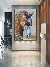Load image into Gallery viewer, Abstract Horse Hand Painted Oil Paintings on Canvas Wall Art Large Size Animals Pictures for Living Room Bedroom Decor Gift
