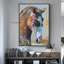Load image into Gallery viewer, Abstract Horse Hand Painted Oil Paintings on Canvas Wall Art Large Size Animals Pictures for Living Room Bedroom Decor Gift
