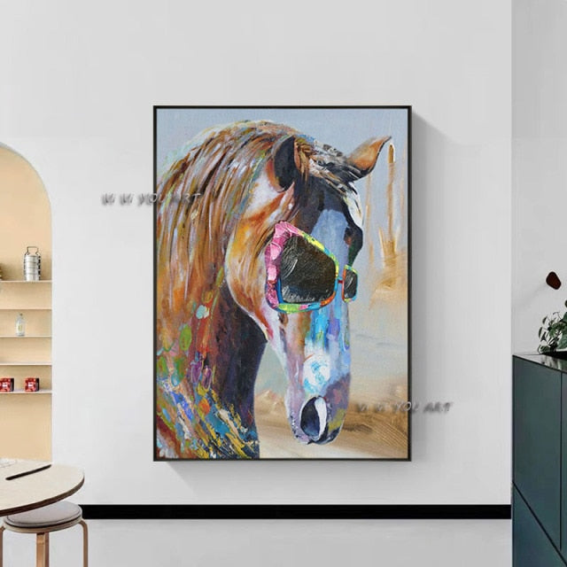 Abstract Horse Hand Painted Oil Paintings on Canvas Wall Art Large Size Animals Pictures for Living Room Bedroom Decor Gift
