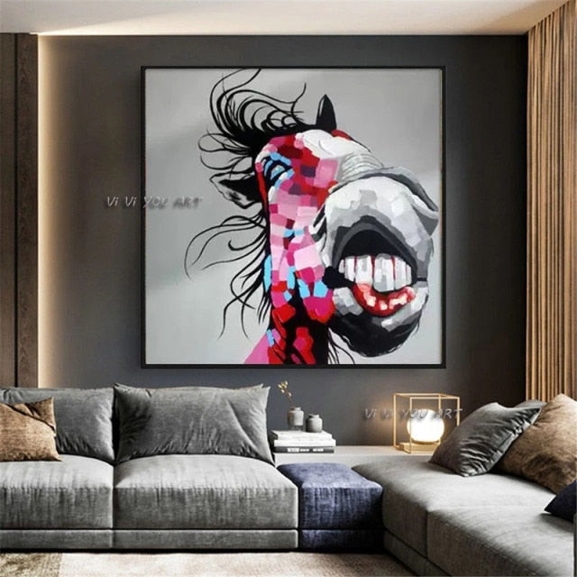 Modern Art Animal Horse Hand Painted Poster Canvas Painting Wall Picture Nordic Living Room Bedroom Home Decoration As Gift
