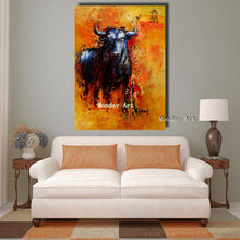 Load image into Gallery viewer, Home Decor new handmade Bull Animal Oil Painting on Canvas Wall Pictures Wall Art oil painting artwork for living room bedroom
