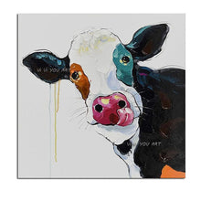 Load image into Gallery viewer, 100% Hand Painted Top Selling Art High Quality Modern Art Animal Picture Lovely Cow Oil Painting For Living Room Decor As Gift
