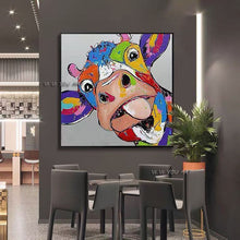 Load image into Gallery viewer, Hand Painted Animals Cow Oil Paintings On Canvas Abstract Posters Modern Pop Art Wall Picture For Living Room Home Decor

