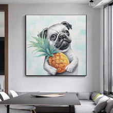 Load image into Gallery viewer, Hand-painted No Frame Cartoon Paintings Kids Room Wall Decorative Cartoon Cute Dog Oil Painting Canvas Wall Art Picture
