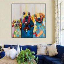 Load image into Gallery viewer, Free Shipping Hand-painted Animals Oil Painting Modern Wall Decoration Pictures Funny Dog Oil Painting for Wall Decor No Frame

