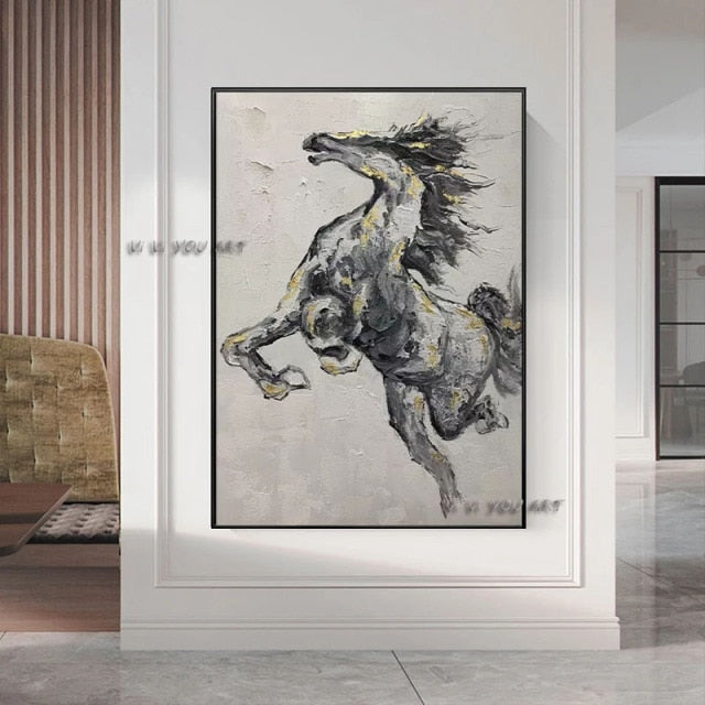 Horse Animal Abstract Oil Painting Style Modern Decorative Frameless Wall Art For Living Room Bedroom Home No Frame