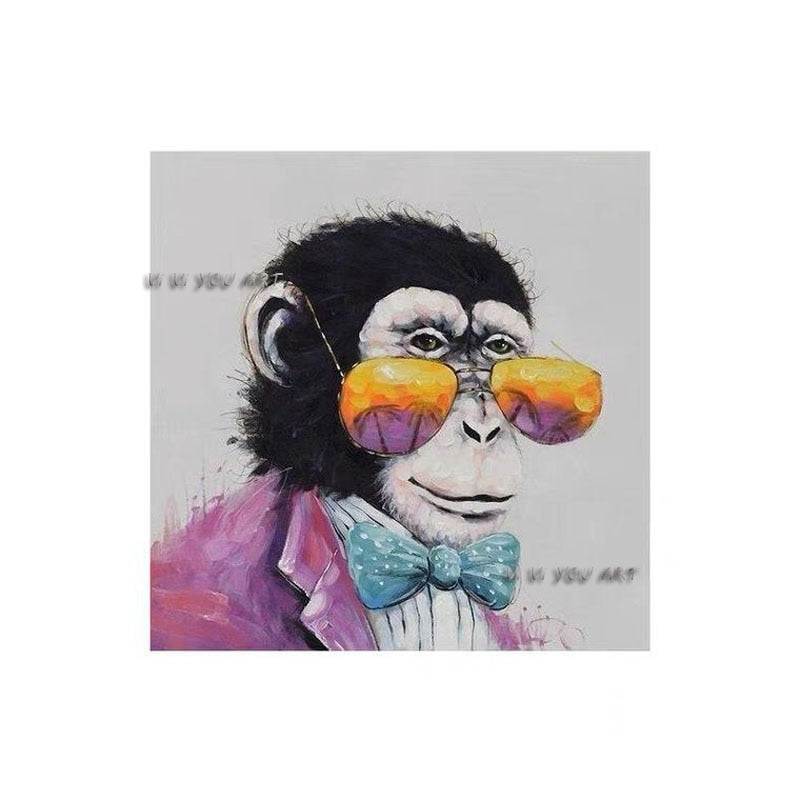 Hand painted Animal Oil Painting Canvas Gorilla With Glasses Canvas Art painting For Living Room Decorative Painting Home Decor