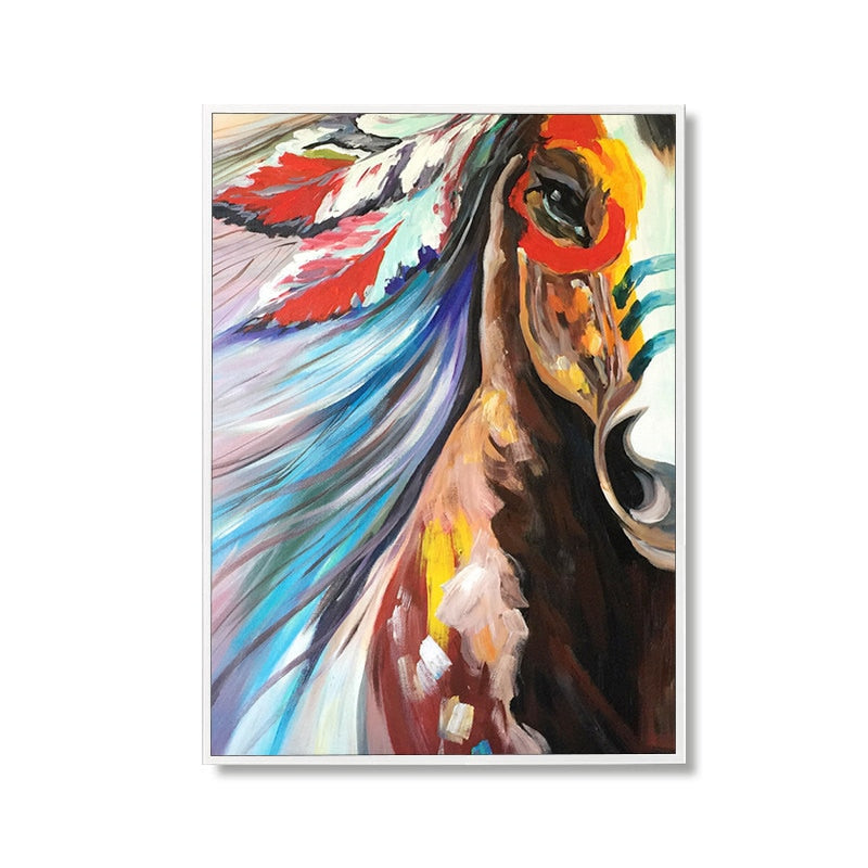 Artist High Quality Handmade Abstract Horse face Oil Paintings on Canvas Modern Horse Paintings for Living Room hotel wall decor